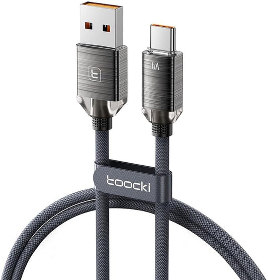 Toocki USB-A naar USB-C Kabel 2.0 ‘Ultra Fast Charging’ Oplaadkabel 100W 1 Meter voor Smartphones, Tablets, Laptops - ZWART