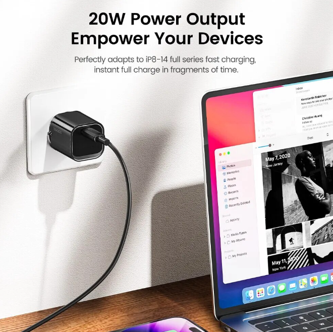 Toocki Oplader USB-C 20W 'Quick Charge 3.0' Snellader Type-C voor Smartphones, Tablets en Laptops - ZWART