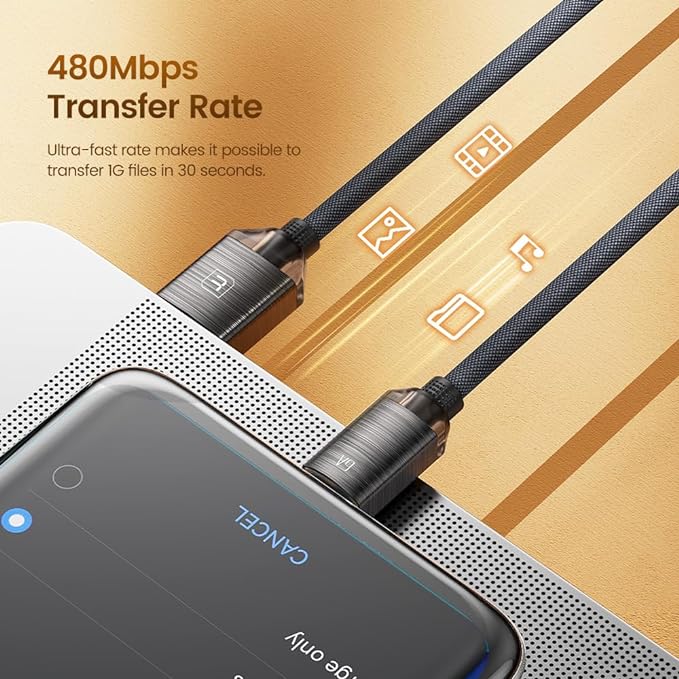 Toocki USB-A naar USB-C Kabel 2.0 ‘Ultra Fast Charging’ Oplaadkabel 100W 1 Meter voor Smartphones, Tablets, Laptops - ZWART